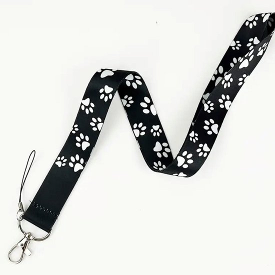 Foto: Lange lanyard sleutelhanger en keycord zwart pootje kaarthouder keykoord houder voor kaart sleutels telefoon gsm koord sleutelkoord telefoonkoord exclusief batchhouder