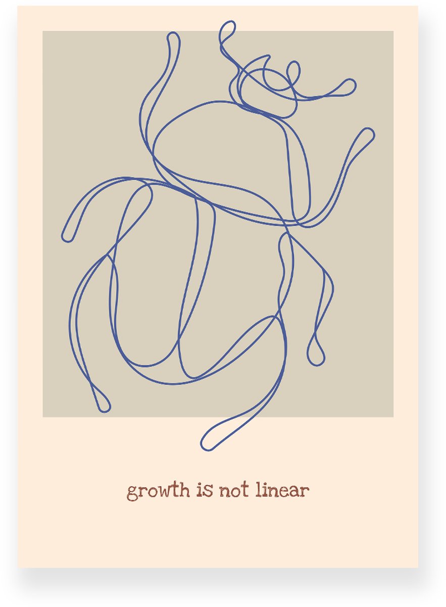 Yisual Poster 50x70 cm - Kever - Lijntekening - Lichtgroen - Beige - Motivation - Natuur - Muurdecoratie - Wanddecoratie
