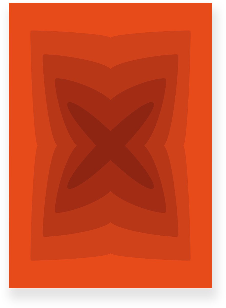 Yisual Poster 50x70 cm - Abstracte Kleurovergang - Kruis - Rood - Bruin - Vintage - Op-Art - Muurdecoratie - Wanddecoratie