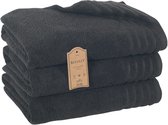 Bol.com Betully ® Sheron XL Handdoeken Zwart - 70x140 - Set van 3 - Badhanddoeken hotelkwaliteit - 100% katoen aanbieding