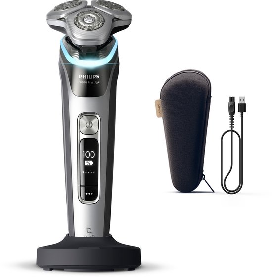 Philips Shaver i9000 Prestige scheerapparaat in zilverkleurige uitvoering met OLED-display