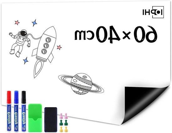 Whiteboard magnetische folie, vele formaten, magneetbord, zelfklevend, magneetfolie, wit, afwasbaar, gemakkelijk op maat te snijden (120 x 90 cm