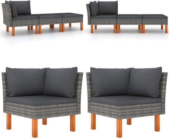 Vdxl middenbank poly rattan en massief eucalyptushout - meubels outlet