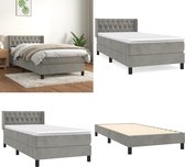 vidaXL Boxspring avec matelas Velours Gris clair 90x200 cm - Boxspring - Sommiers - Lit - Meubles de couchage