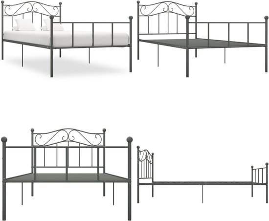 vidaXL Bedframe met hoofd- en voeteneinde metaal wit 100x200 cm, eenpersoonsbed, bedombouw, logeerbed, bed, ledikant, bed frame, metalen bedframe