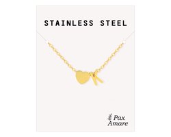 Letter K Ketting Goudkleurig - Stainless Steel - Initiaal & Hartje Hanger - Initialen Ketting op Cadeau Kaartje - Pax Amare