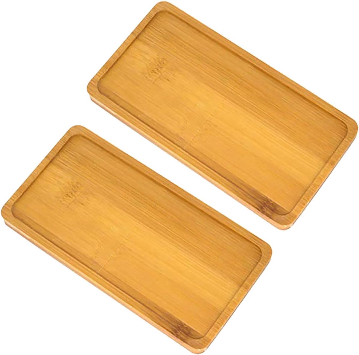 Houten dienbladen rechthoekig - Bamboe - 2 stuks - Klein