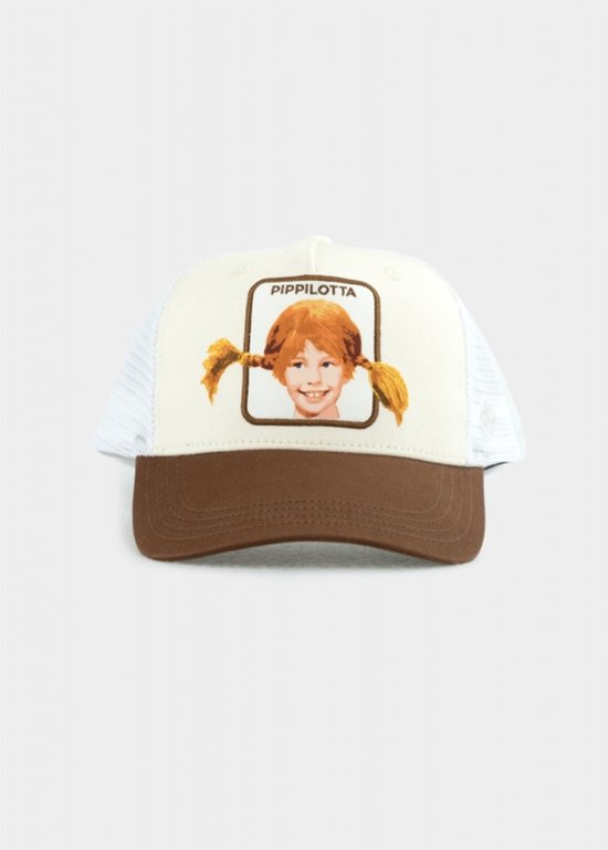 Fifi Brindacier / Pippilotta - Casquette de baseball vintage au look rétro pour adultes - Courbée - blanc/marron - Casquettes bavaroises - 58 cm