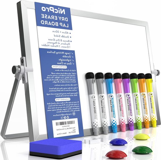 Mini tableau blanc A3 double face - Tableau magnétique de bureau avec ...