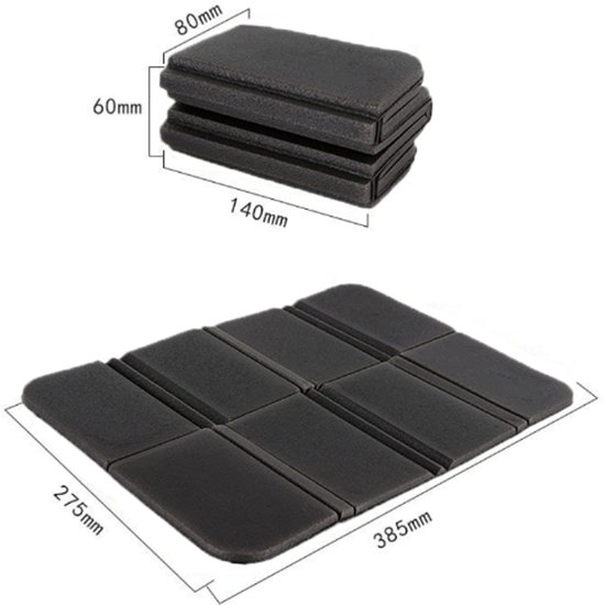 Vouwkussen - Zitmatje - Kussen - Isolatiematten - Zitkussen - Picknick Kussen - kampeer Kussen - Draagbaar kleed - met Opbergtas - Waterdicht - Opvouwbaar - voor buiten, tuin, camping, picknick, wandelen - zwart - 385*275*8mm van Merkloos — afbeelding 4