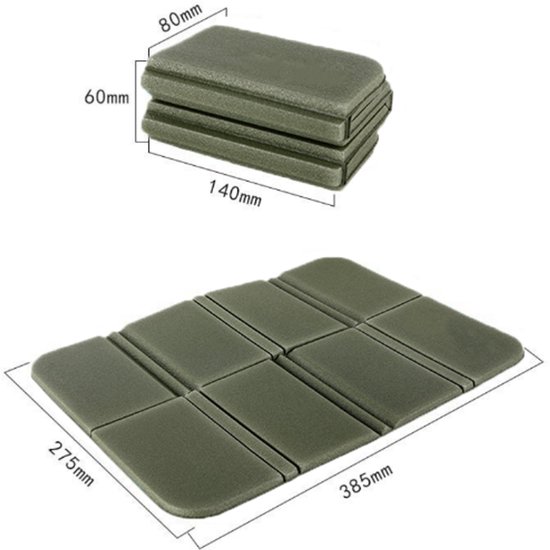 Vouwkussen - Zitmatje - Kussen - Isolatiematten - Zitkussen - Picknick Kussen - kampeer Kussen - Draagbaar kleed - met Opbergtas - Waterdicht - Opvouwbaar - voor buiten, tuin, camping, picknick, wandelen - groen - 385*275*8mm van Lalizas — afbeelding 5
