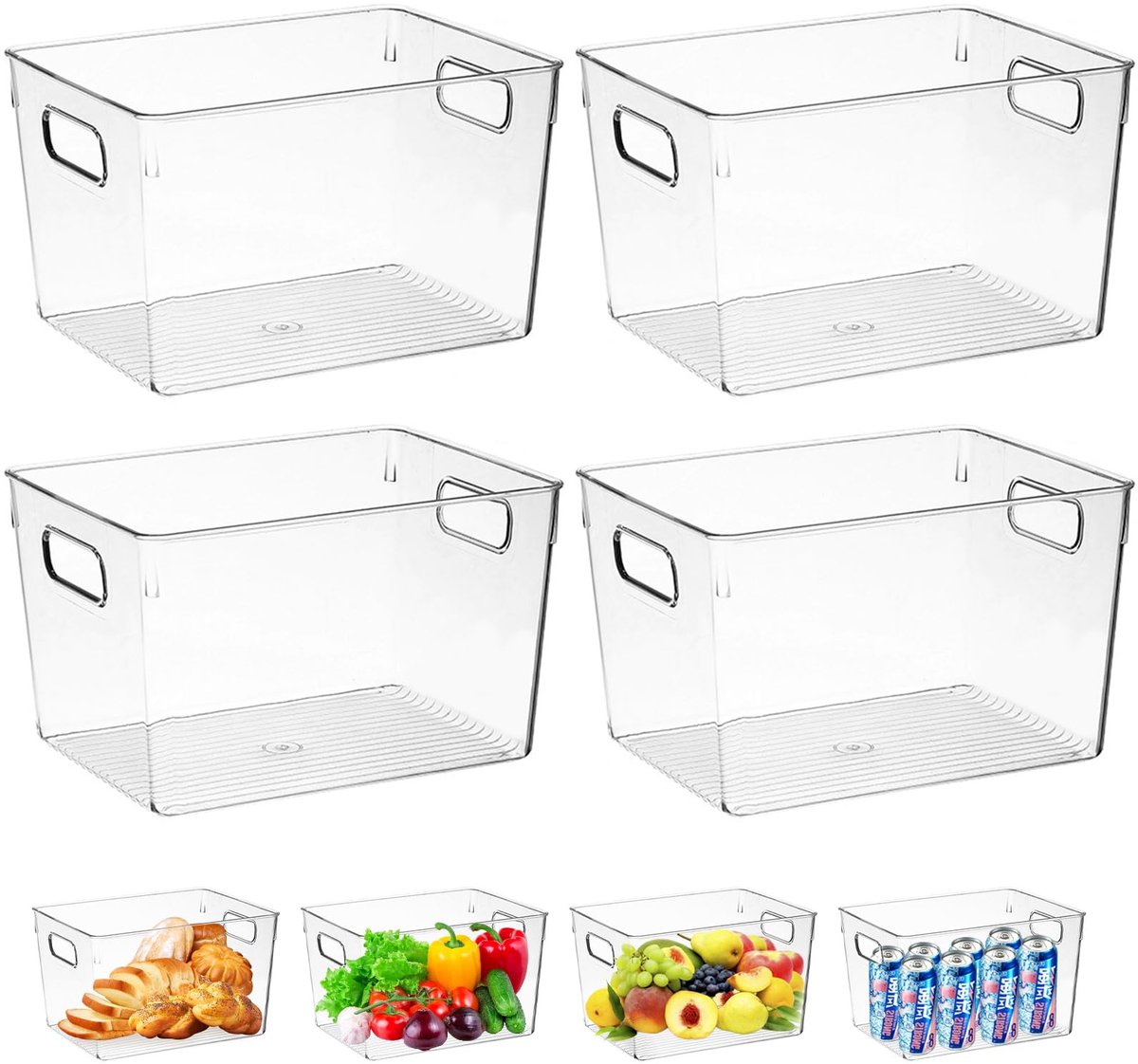 My Ninki ® Transparante Stapelbare Opbergdozen Set van 4 voor Diverse Ruimtes in Huis