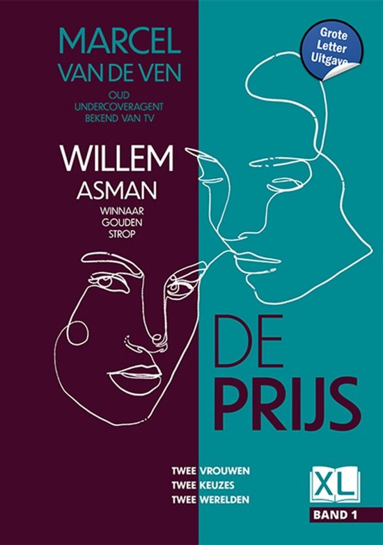 Boekomslag met twee gezichten in lijntekening. Titel "De Prijs". "Grote Letter Uitgave" en "XL BAND 1" zijn zichtbaar.