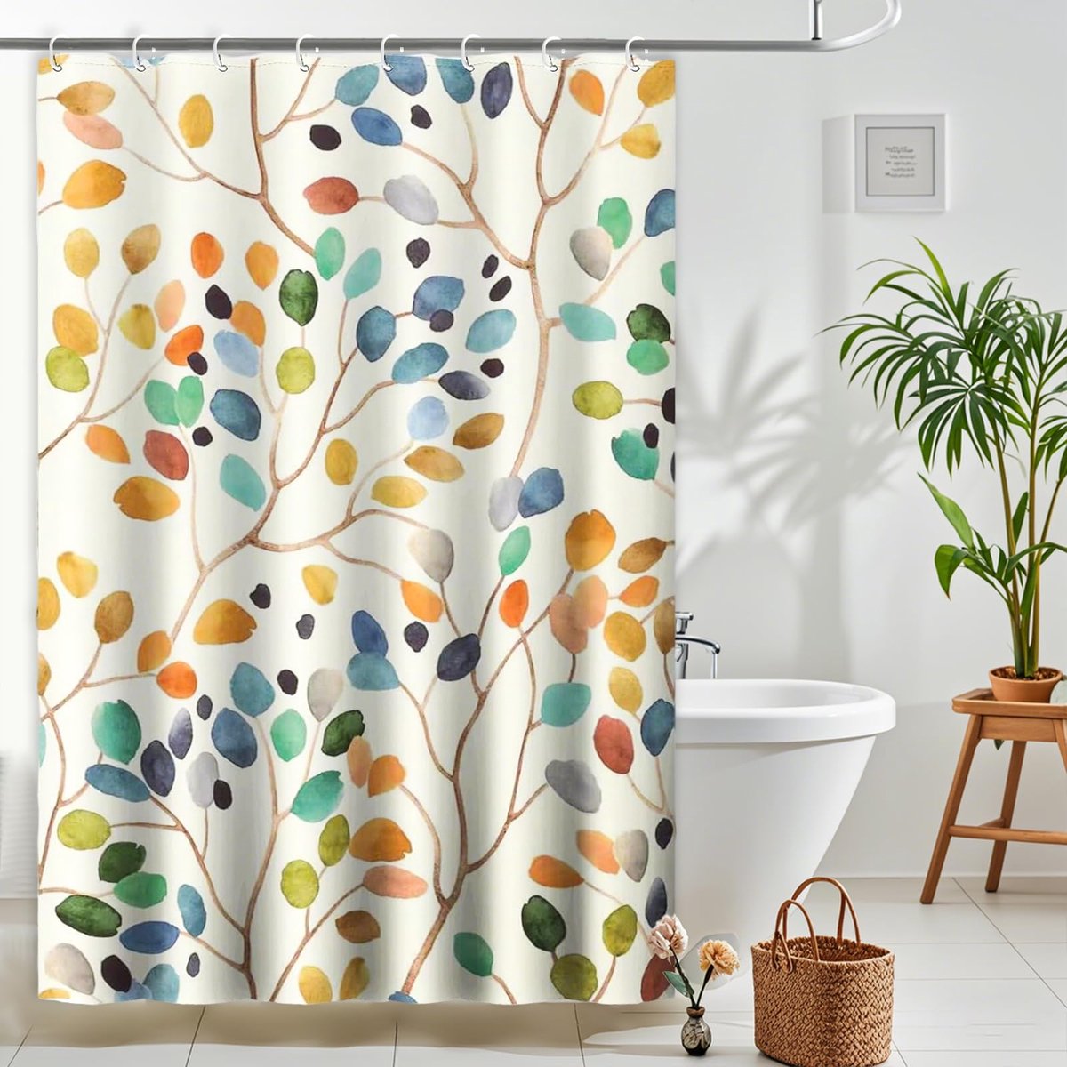 My Ninki ® Dekoratieve Doucheschermset met Bloemmotief en Haken - Waterdicht en Wasbaar, 180x200 cm