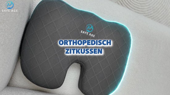 Safe Age® Zitkussen orthopedisch & ergonomisch - stuitkussen - wigkussen - ergonomisch zitkussen - ringkussen - traagschuim - stuitje