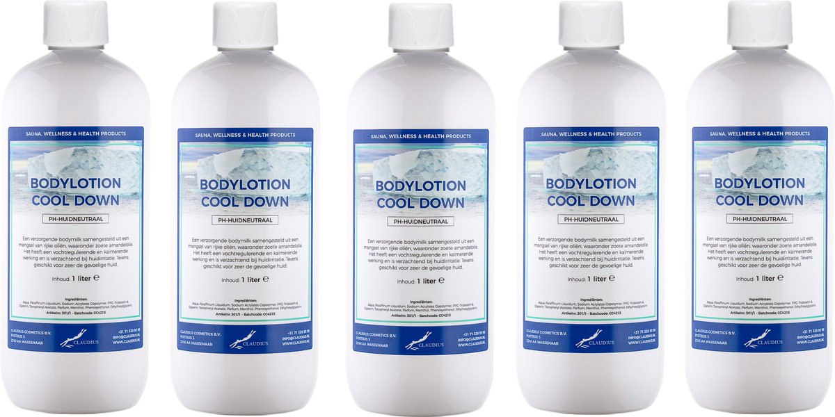 Bodylotion Cool Down 1 Liter - set van 5 stuks - Voordeelverpakking