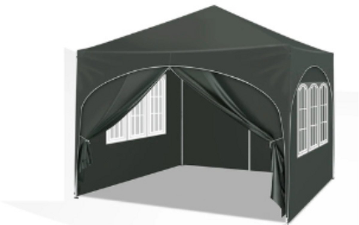 Mygroot - Partytenten - Partytent opvouwbaar - Partytent - Easy up - Met zijwanden - Paviljoen - Waterdicht en Weersbestendig - 3x3 m – Grijs