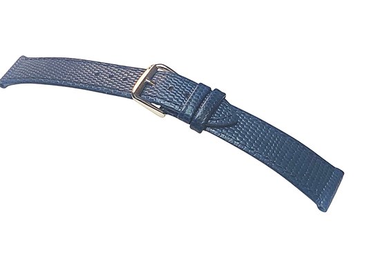 Bracelet de montre-bracelet-montre-20mm-bleu-imprimé-lézard-cuir-veau-souple-cuir-véritable-boucle-plate-acier-20mm