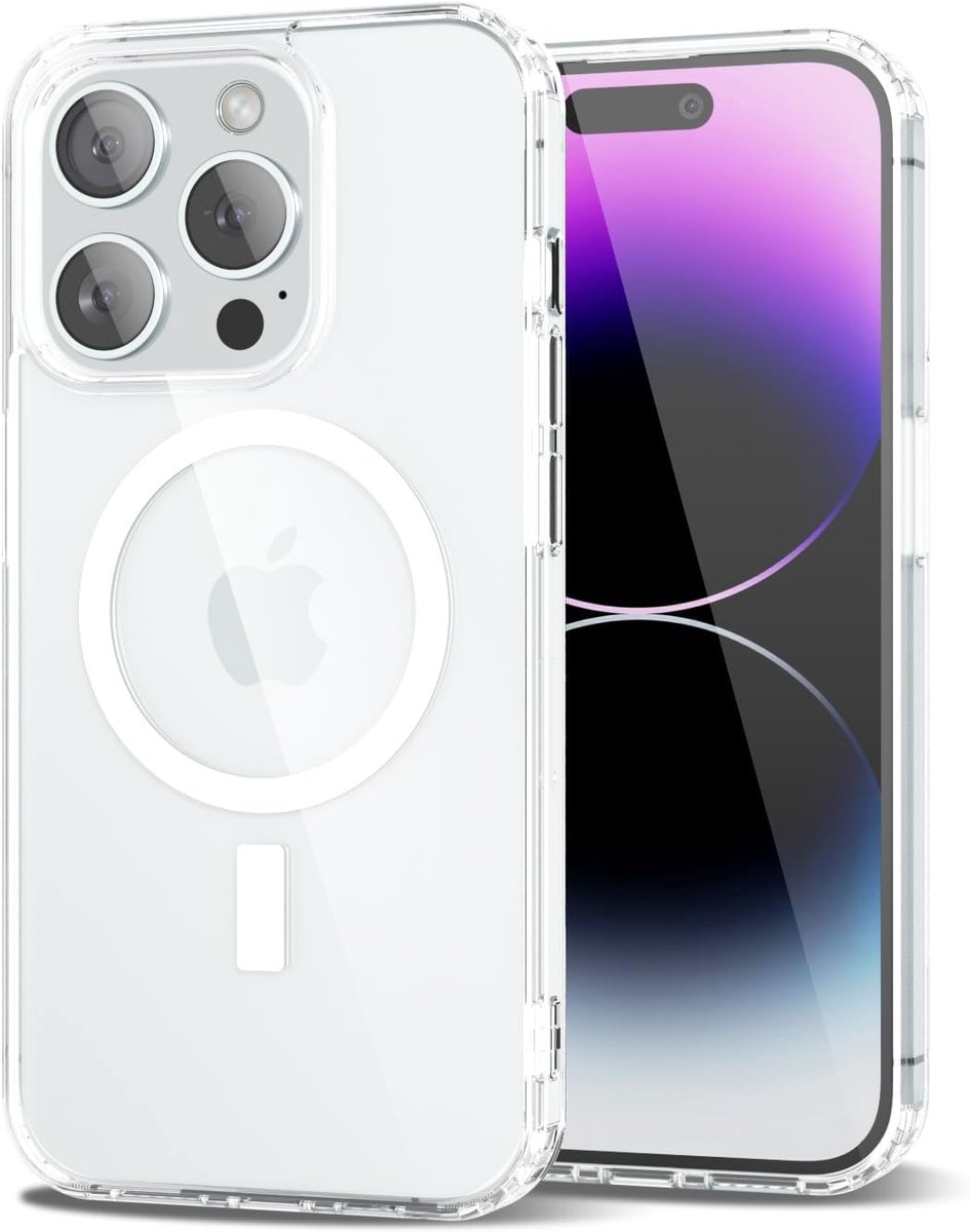Magnetic Clear Hoesje Geschikt voor: iPhone 14 Pro Max Case [Compatibel met Magsafe] - Schokbestendige Telefoonhoes Cover - Transparant