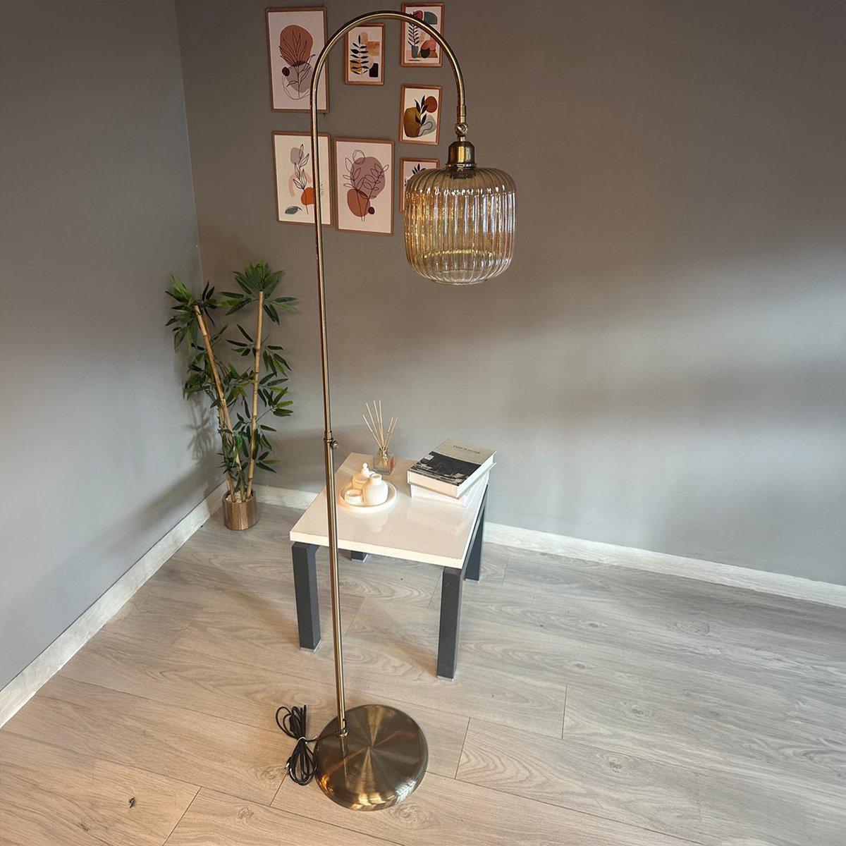Bamyum Solenya hanglamp, Moderne stijl, Ø37 cm, goudkleurig metalen lamp