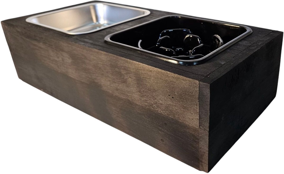 Voerbak hond - Houten voerbak - Dieren voerbak - Drinkbak- Drinkbak hond - Voerbak kat - Voer hond - Voerbak poes – Vlotter Waterbak -Schrokbak - Anti-knoei Waterbaklimited edition