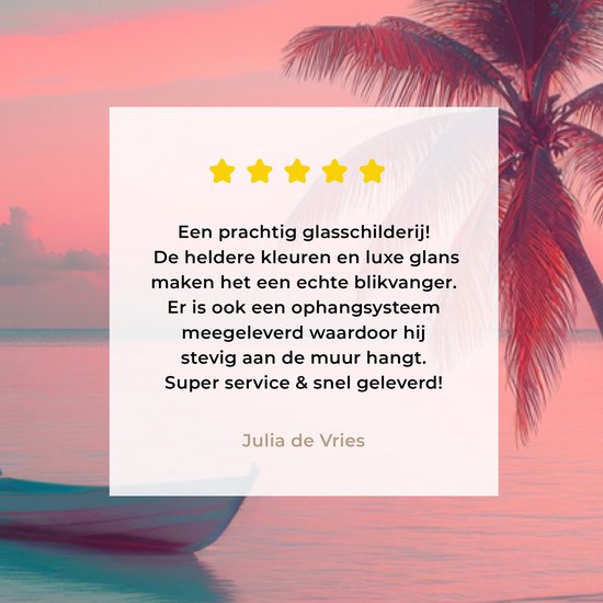 MuchoWow® Glasschilderij 60x120 cm - Schilderij acrylglas - Doorkijk - Strand - Palmboom - Tropisch - Foto op glas - Muurdecoratie woonkamer - Wanddecoratie slaapkamer - Schilderijen