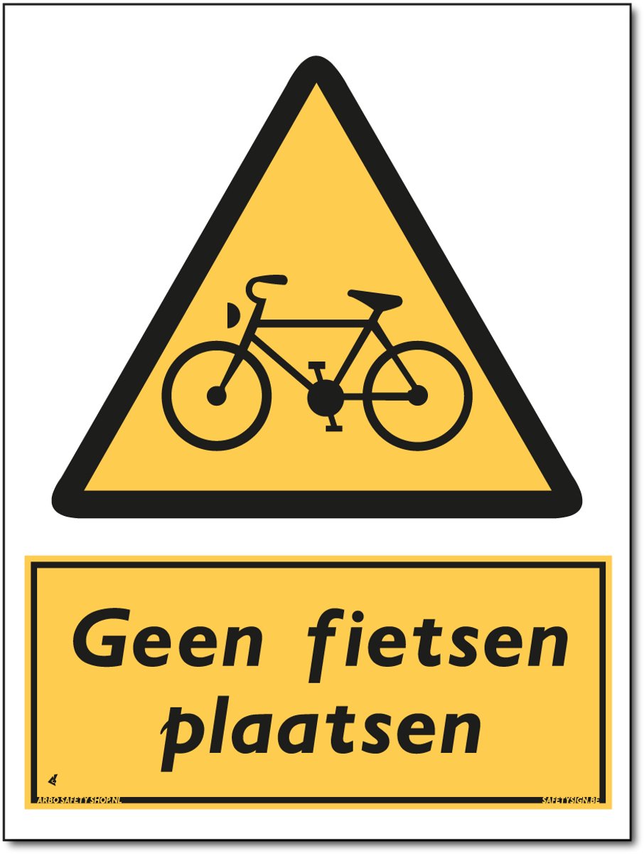 Geen fietsen plaatsen bord - Waarschuwing - Aluminium - 30 x 40 cm - Weerbestendig