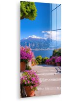 MuchoWow® Peinture sur verre 40x80 cm - Peinture sur verre acrylique - Lac de Côme - Italie - Paysage - Photo sur verre - Décoration murale salon - Décoration murale chambre - Peintures