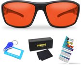 Somnifiq Slaapbril – Blauw Licht Filter Bril met Rode Glazen – Beeldschermbril - Blue Light Glasses - Beter Slapen - Computerbril – Voor ‘s Avonds – Wraparound - Blokkeert Blauw Licht tot 98%