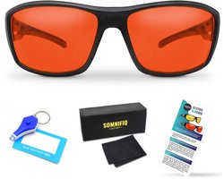 Somnifiq Slaapbril – Blauw Licht Filter Bril met Rode Glazen – Beeldschermbril zonder Sterkte - Blue Light Glasses - Beter Slapen - Computerbril – Wraparound - Blokkeert Blauw Licht tot 98%