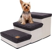 Opvouwbare hondentrap met opbergruimte, huisdiertrap voor kleine honden en katten, antislip veiligheidsladder voor bed, bank