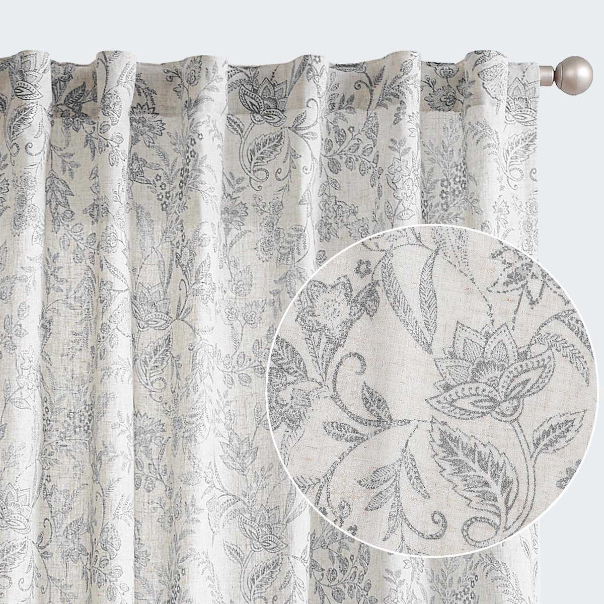 My Ninki ® Geurige Bloemen Linnenlook Gordijnen Set van 2 voor Stijlvolle Woonkamers en Slaapkamers