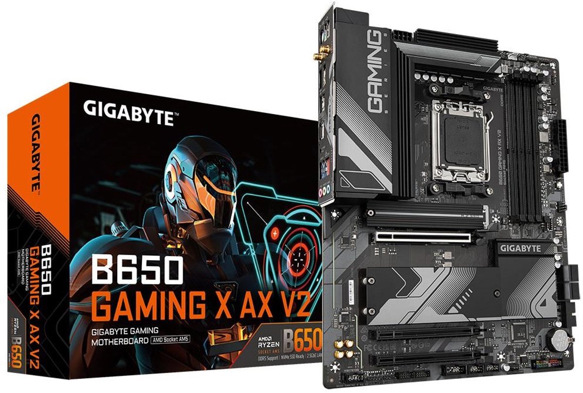 GIGABYTE B650 GAMING X AX V2 moederbord RAID, 2.5 GbE-LAN, WLAN, BT, Sound, ATX