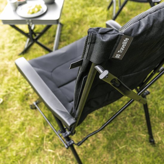 Travellife Barletta Cross Campingstoel Antraciet - Ventilerende en weerbestendige Airmesh bekleding - 120 kg draagvermogen - Inclusief draagtas — afbeelding 3