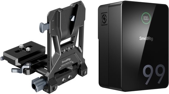 SmallRig VB99 Pro Mini V-Mount Battery Kit 99Wh accu 14.8V 14A USB-C PD lader Arca snelkoppelingsplaat