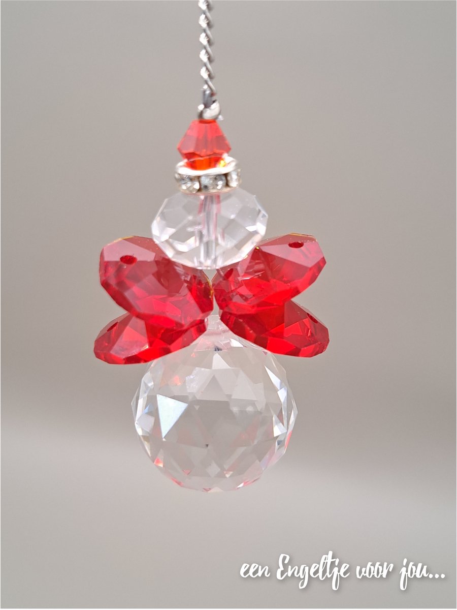 Geluksengel Raamhanger - Kristallen Engel - Beschermengel - Geluksengeltje - Kristal Geluksengel - Engeltje - Kristal Engel - Raamdecoratie - Raamkristal - hanger