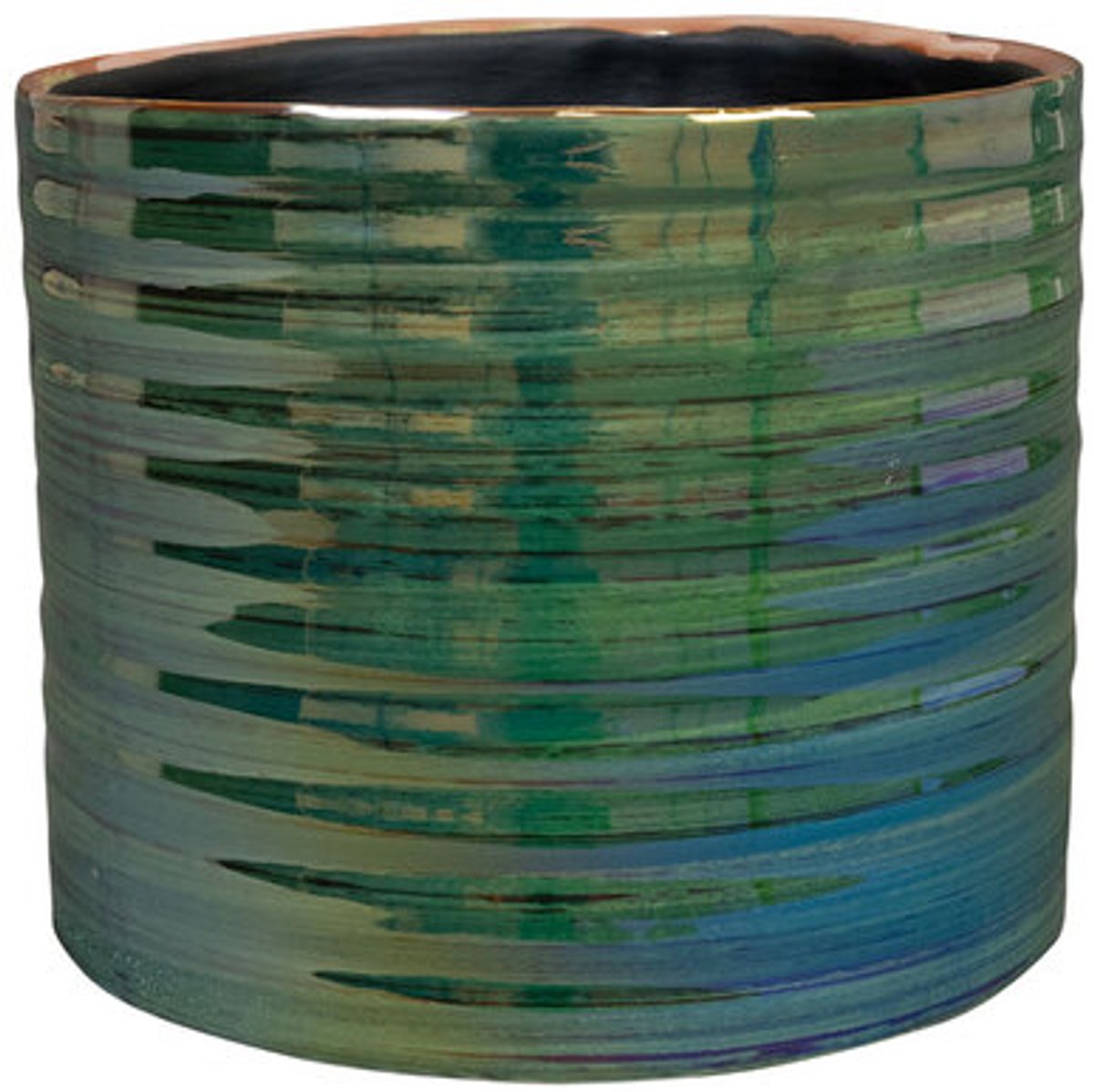 Ter Steege Bloempot Ribbel Groen Parelmoer D 19 cm H 16 cm Opening 16 cm