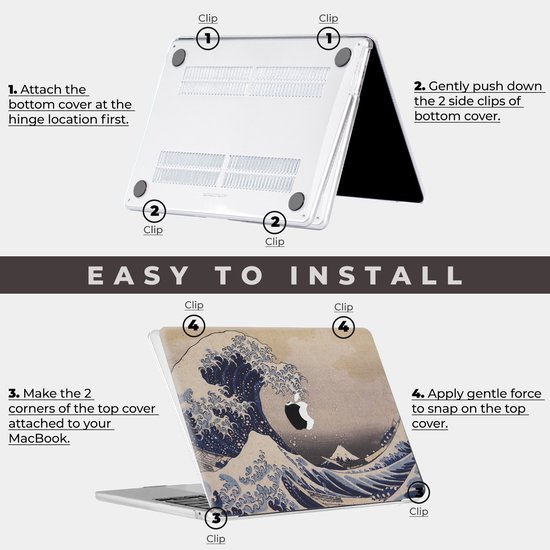 Housse Lunso pour MacBook Pro 16 pouces (2021-2024) - La Grande Wave d'Hokusai