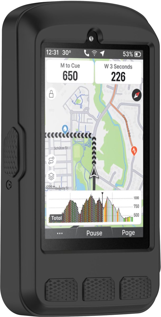 Beschermhoesje + screenprotector voor Wahoo ELEMNT Ace - Siliconen beschermhoes voor fietsnavigatie - zwart