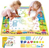 Water Tekenmat met 18 Accessoires - Kinderspeelgoed - Educatief Speelgoed - Montessori Speelgoed - Speelgoed 2 Jaar - Speelgoed 3 Jaar - Speelgoed 4 Jaar - Speelgoed 5 Jaar - Speelgoed Jongens en Meisjes