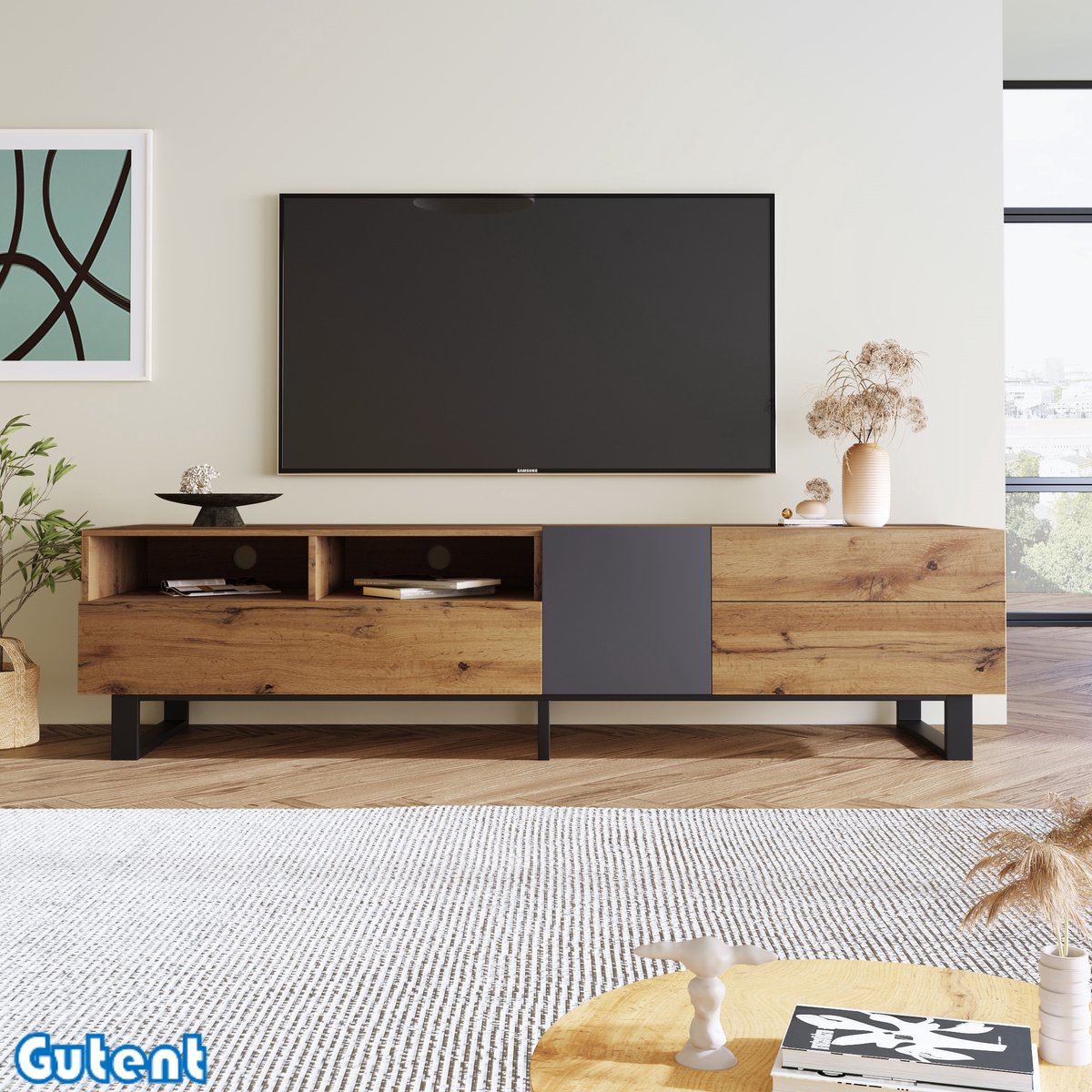 Gutent TV-meubel-Modern kleurblok-Houten TV-meubel-180cm