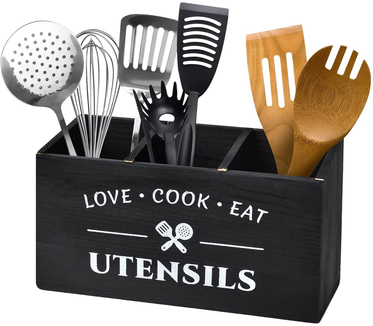 My Ninki ® Stijlvolle Houten Keuken Organizer met Drie Compartimenten voor Werkblad en Meer