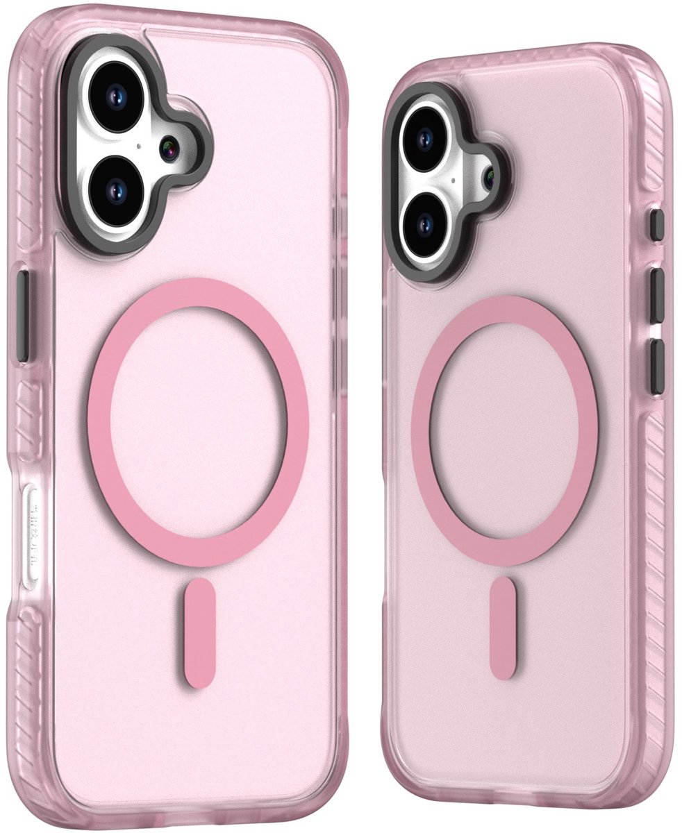 Mobile5 - iPhone 16 Magsafe-Compatible Backcover - Roze met Lens Design