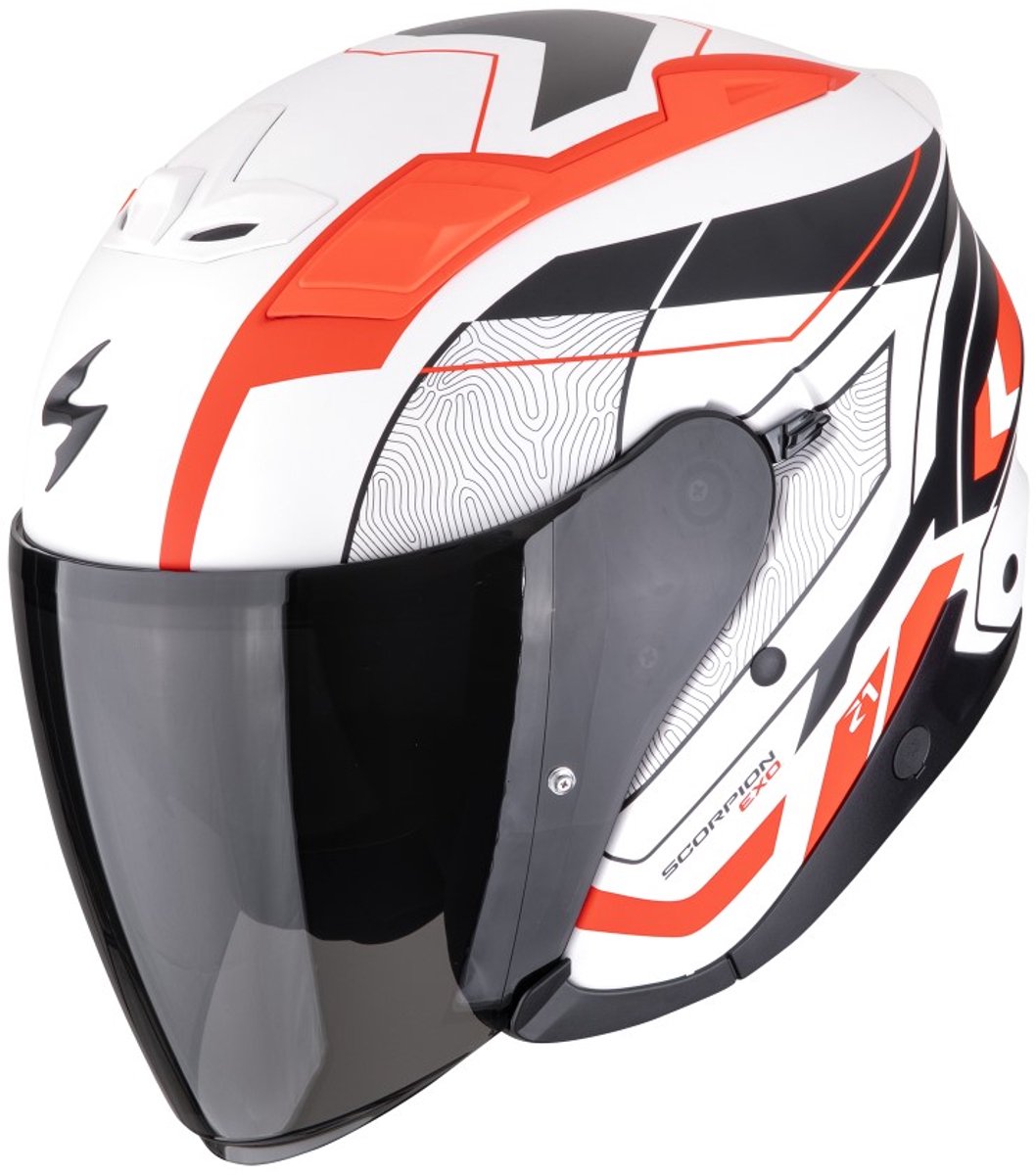 Scorpion EXO-Z1 Vue Zwart Wit Rood Jethelm - Maat L - Helm