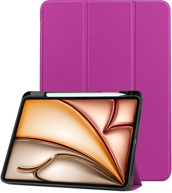 Étui pour iPad Air 2025 (11 pouces) Étui pour tablette à trois volets Étui avec découpe pour Apple Pencil - Étui pour iPad Air M3 (11 pouces) Étui à Bookcase Hardcover - Violet