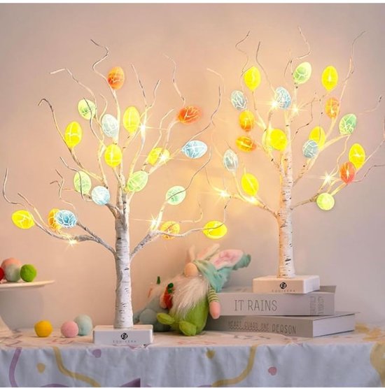 Equivera Paasboom - Paasboom - Paasboom met Verlichting - Paastakken met Lichtjes - Paastakken - Paasdecoratie - Tafeldecoratie - Lichtboom met Paasdecoratie - Lichtboom