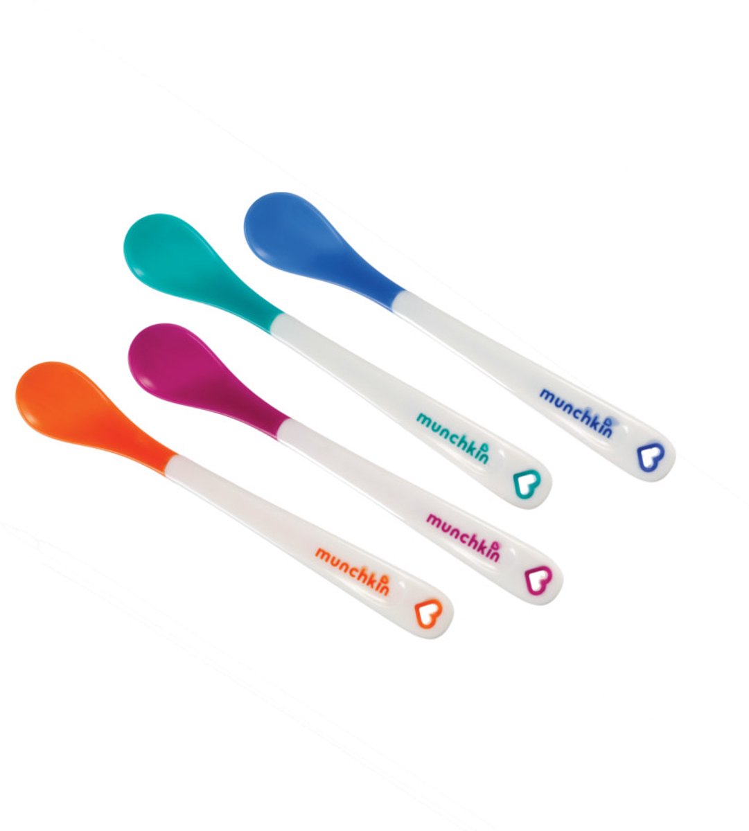Goedkoopste Munchkin Kinderbestek Set van 4 Lepeltjes - Warmtegevoelige Lepels - Veranderd van Kleur - White Hot Technologie