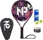 Padelracket NOPEAK CORAL - Art Nature collection - Inclusief Padel tas en Padel ballen – 100% Carbon Padelracket