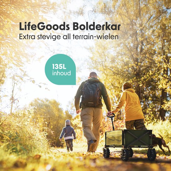 LifeGoods Bolderkar - Opvouwbaar - 100KG - 135L - Bolderwagen - Beschermhoes - Groen van LifeGoods — afbeelding 2