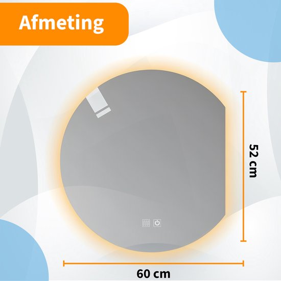 X-quizz Nimes 60cm dimbare ronde led spiegel met spiegelverwarming en een klok ZWART